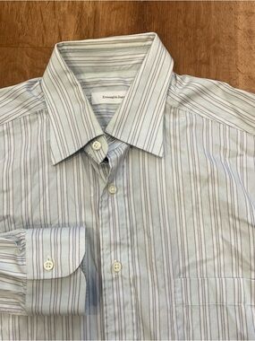 Ermenegildo Zegna Button Up Dress Shirt Mens 41/16 Large Striped Portofino